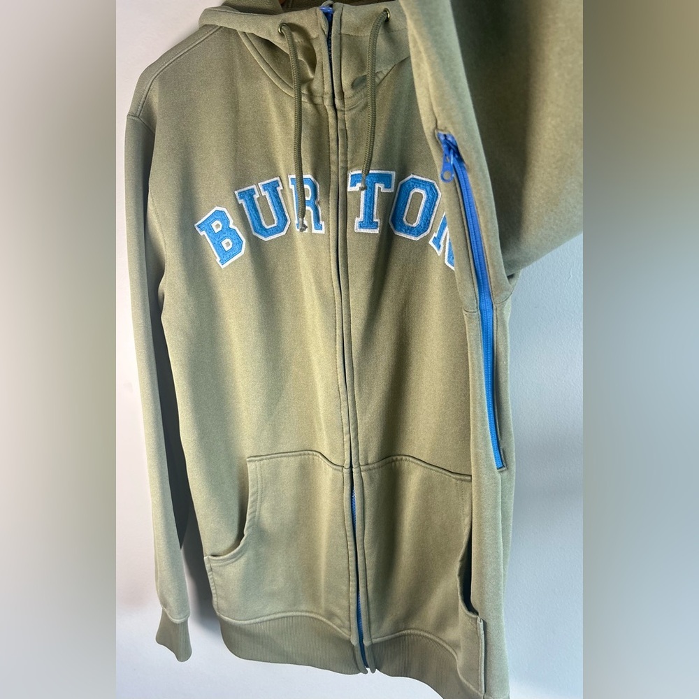 Burton Dryride Men’s Hoodie Sweater HB Bonded Full Zip Spellout Green Size M EUC - Picture 6 of 10